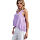 Women's ee:some Lilac V-neck Sleeveless Tank Top TK54543