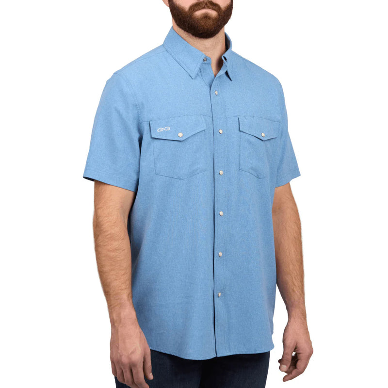 Men's Game Guard Short Sleeve Off-road Blue Stockyard Shirt 1060:HOFB