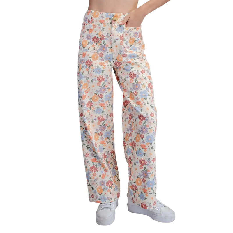 Women's ee:some Floral Printed Zipper Front Pants PK16307