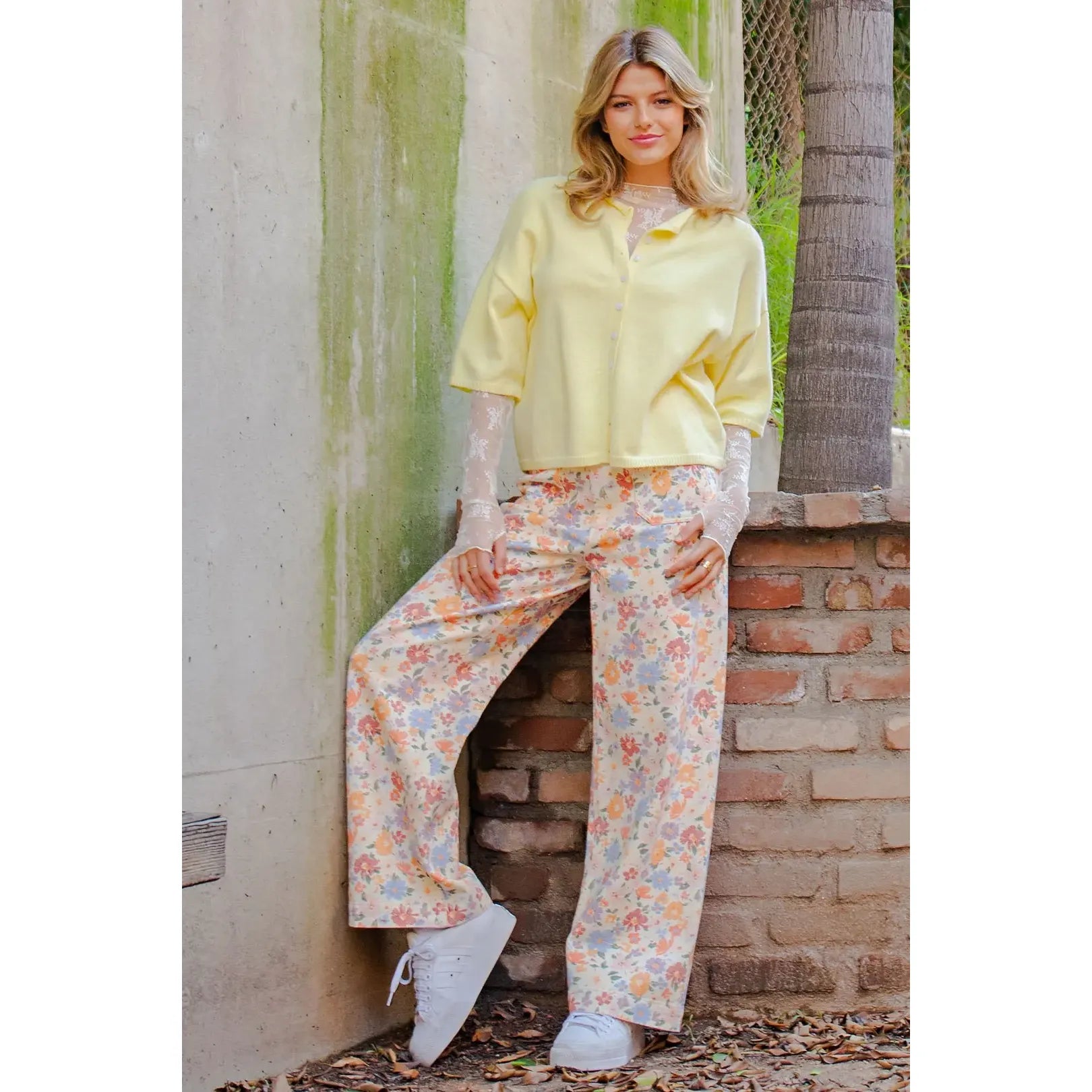 Women's ee:some Floral Printed Zipper Front Pants PK16307