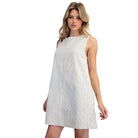 Women's ee:some Off White Pinstriped Back Zipper Mini Dress DK16292