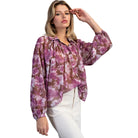 Women's ee:some Orchid Brown Floral Printed Button Down Blouse TK16118-ORCHIDBRN