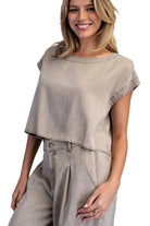 Women's ee:some Hazelnut Button Back Crop Top TK16063-HAZEL