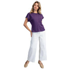 Women's ee:some Royal Purple Solid Front Keyhole Top TK14985-PURP