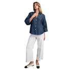 Women's ee:some Striped Button Down Back Pleat Blouse TK16072-DKDNM
