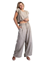 Women's ee:some Hazelnut Zipper Front Wide Leg Pants PK16064-HAZEL