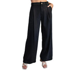 Women's ee:some Ash Black Zipper Front Wide Leg Pants PK16064-ASHBLK