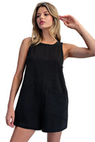 Women's ee:some Ash Black Sleeveless Patch Pocket Romper BK16235