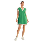 Women's Jodifl Green and White Contrast Accent Solid Casual Dress G15480