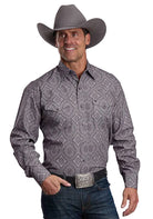 Stetson Men's Gray Long Sleeve Medallion Paisley Snap Shirt 11-001-0425-6056