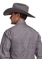 Stetson Men's Gray Long Sleeve Medallion Paisley Snap Shirt 11-001-0425-6056