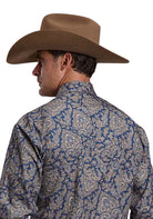 Stetson Men's Long Sleeve Navy Gold Paisley Snap Shirt 11-001-0425-6059