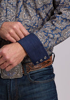 Stetson Men's Long Sleeve Navy Gold Paisley Snap Shirt 11-001-0425-6059
