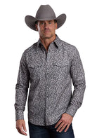 Stetson Men's Long Sleeve Vintage Gray Floral Print Snap Shirt 11-001-0425-6093