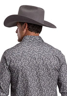 Stetson Men's Long Sleeve Vintage Gray Floral Print Snap Shirt 11-001-0425-6093