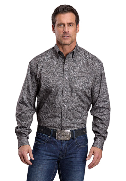 Men's Stetson Long Sleeve Button Up Smoke Paisley Shirt 11-001-0526-1046
