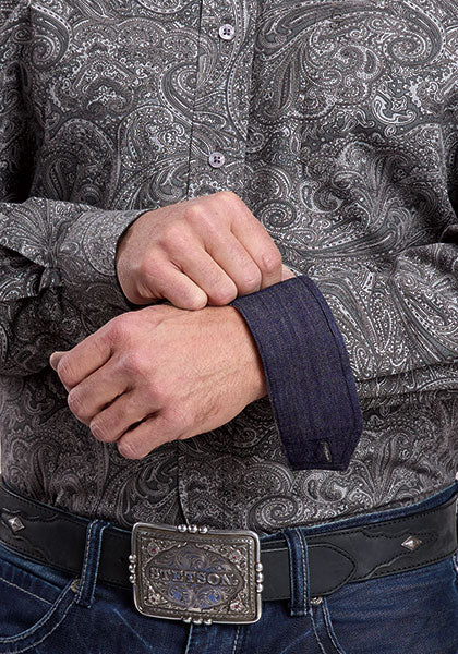 Men's Stetson Long Sleeve Button Up Smoke Paisley Shirt 11-001-0526-1046