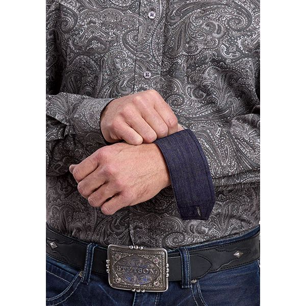 Men's Stetson Long Sleeve Button Up Smoke Paisley Shirt 11-001-0526-1046