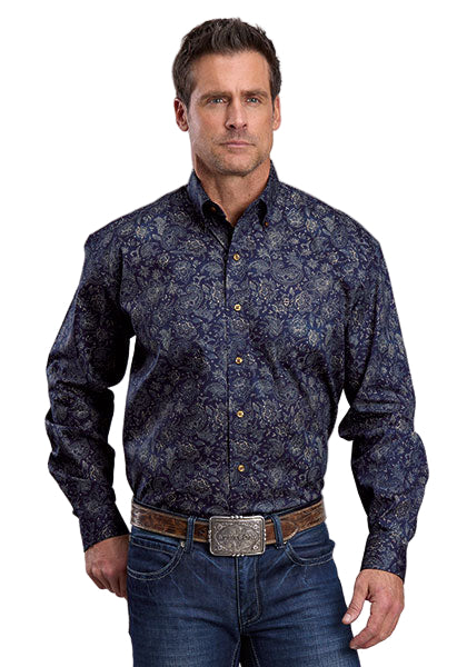 Men's Stetson Navy Button Down Shirt 11-001-0526-1071