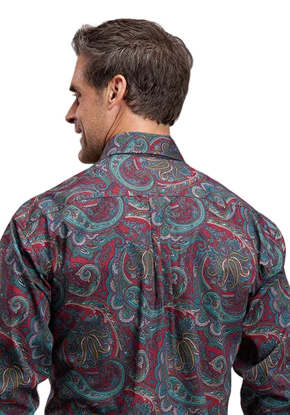 Stetson Men's Long Sleeve Wine Lodge Paisley Button Down Shirt 11-001-0526-1073