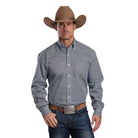 Men's Stetson Blue Navy Geo Print Long Sleeve Button Down Shirt 11-001-0526-2008