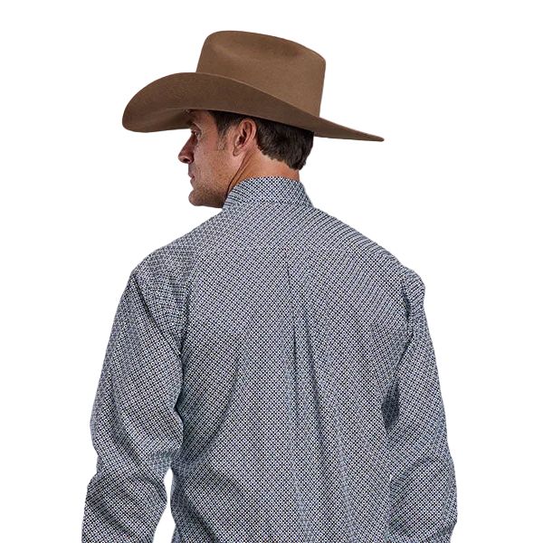 Men's Stetson Blue Navy Geo Print Long Sleeve Button Down Shirt 11-001-0526-2008