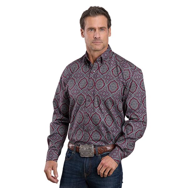 Men's Stetson Paisley Print Long Sleeve Button Up Shirt 