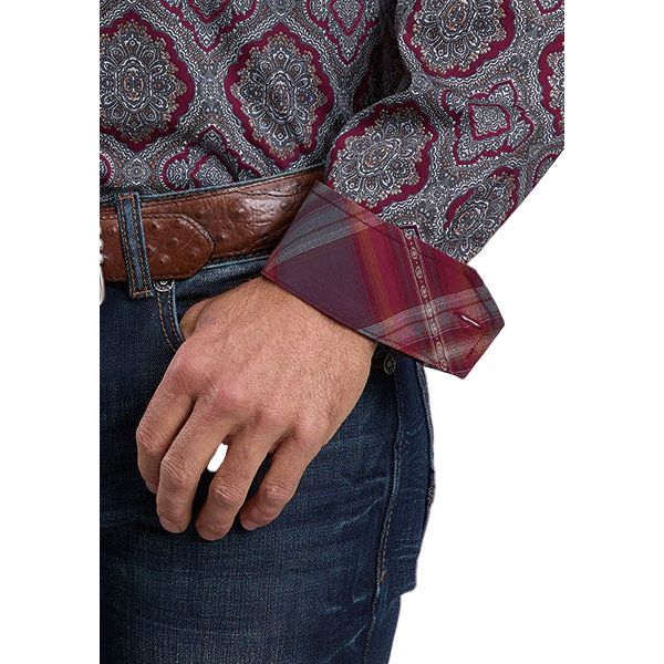 Men's Stetson Paisley Print Long Sleeve Button Up Shirt 