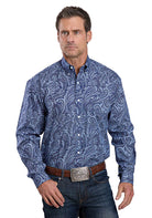 Men's Stetson Blue Plume Paisley Long Sleeve Button Up Shirt 11-001-0526-6047