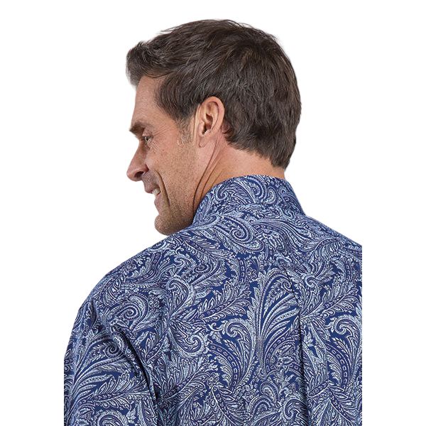 Men's Stetson Blue Plume Paisley Long Sleeve Button Up Shirt 11-001-0526-6047