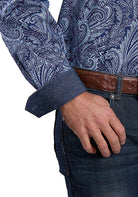 Men's Stetson Blue Plume Paisley Long Sleeve Button Up Shirt 11-001-0526-6047