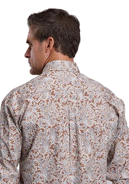Stetson Men's Long Sleeve Saddle Paisley Button Down Shirt 11-001-0526-6054