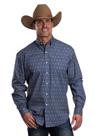 Stetson Men's Blue Dot Printed Button Down Shirt 11-001-0526-6077