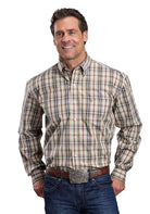 Men's Stetson Long Sleeve Winter Wheat Plaid Button Up Shirt 11-001-0579-1027