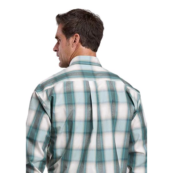 Men's Stetson Blue Plaid Long Sleeve Button Up Shirt 11-001-0579-2003