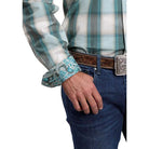 Men's Stetson Blue Plaid Long Sleeve Button Up Shirt 11-001-0579-2003