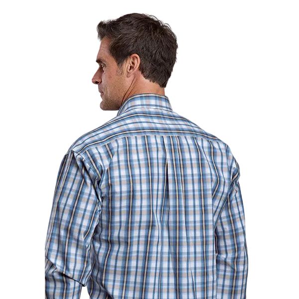 Men's Stetson Long Sleeve Blue Plaid Button Up Shirt 11-001-0579-2011