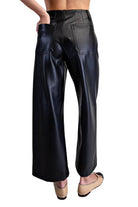 ee:some Women's Black Pleather Patch Pockets Pants 