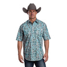 Men's Stetson Green Short Sleeve Paisley Print Snap Shirt 11-002-0425-2001