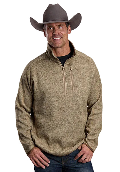 Stetson Men's Khaki Long Sleeve 1/4 Zip Sweatshirt 11-014-0120-6108