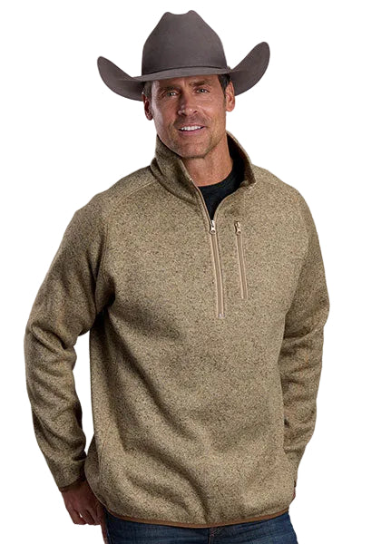 Stetson Men's Khaki Long Sleeve 1/4 Zip Sweatshirt 11-014-0120-6108