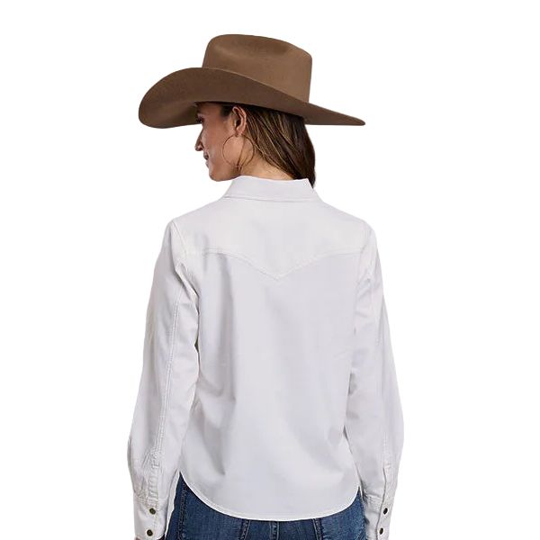 Women's Stetson White Long Sleeve Smile Pockets Snap Shirt 11-050-0565-3003