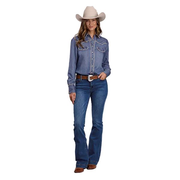 Women's Stetson Long Sleeve Denim Embroidered Snap Shirt 11-050-0565-3013
