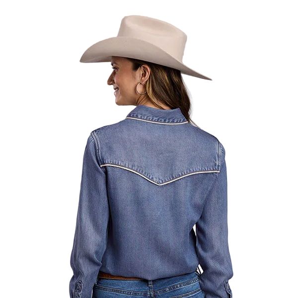 Women's Stetson Long Sleeve Denim Embroidered Snap Shirt 11-050-0565-3013