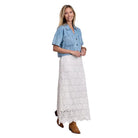 Women's Stetson Short Sleeve Cropped Denim Button Up Top 11-051-0565-5022