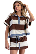ee:some Women's Coco Enzyme Washed Striped Polo Top 