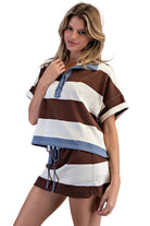 ee:some Women's Coco Enzyme Washed Striped Polo Top 