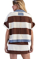 ee:some Women's Coco Enzyme Washed Striped Polo Top 