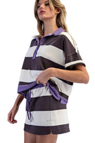 ee:some Women's Enzyme Washed Striped Polo Top