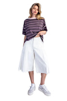 ee:some Women's Plum Jam Soft Washed Striped Boxy Top 